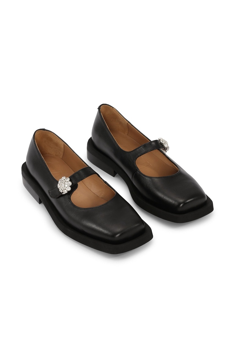 Ganni Mary Jane Ballerinas Flat Schwarz | OBWMQ6951