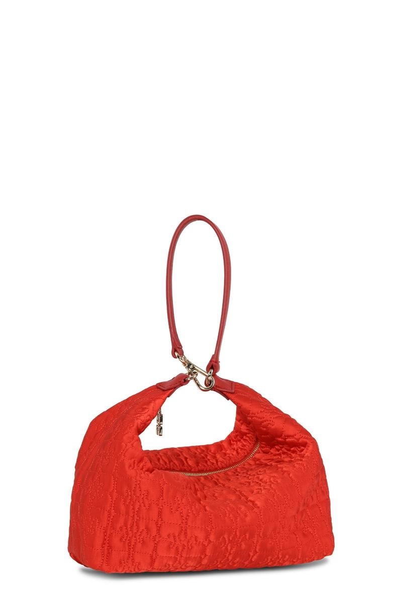 Ganni Medium Butterfly Pouch Satin Shoulder bag Rot | REJDU5081