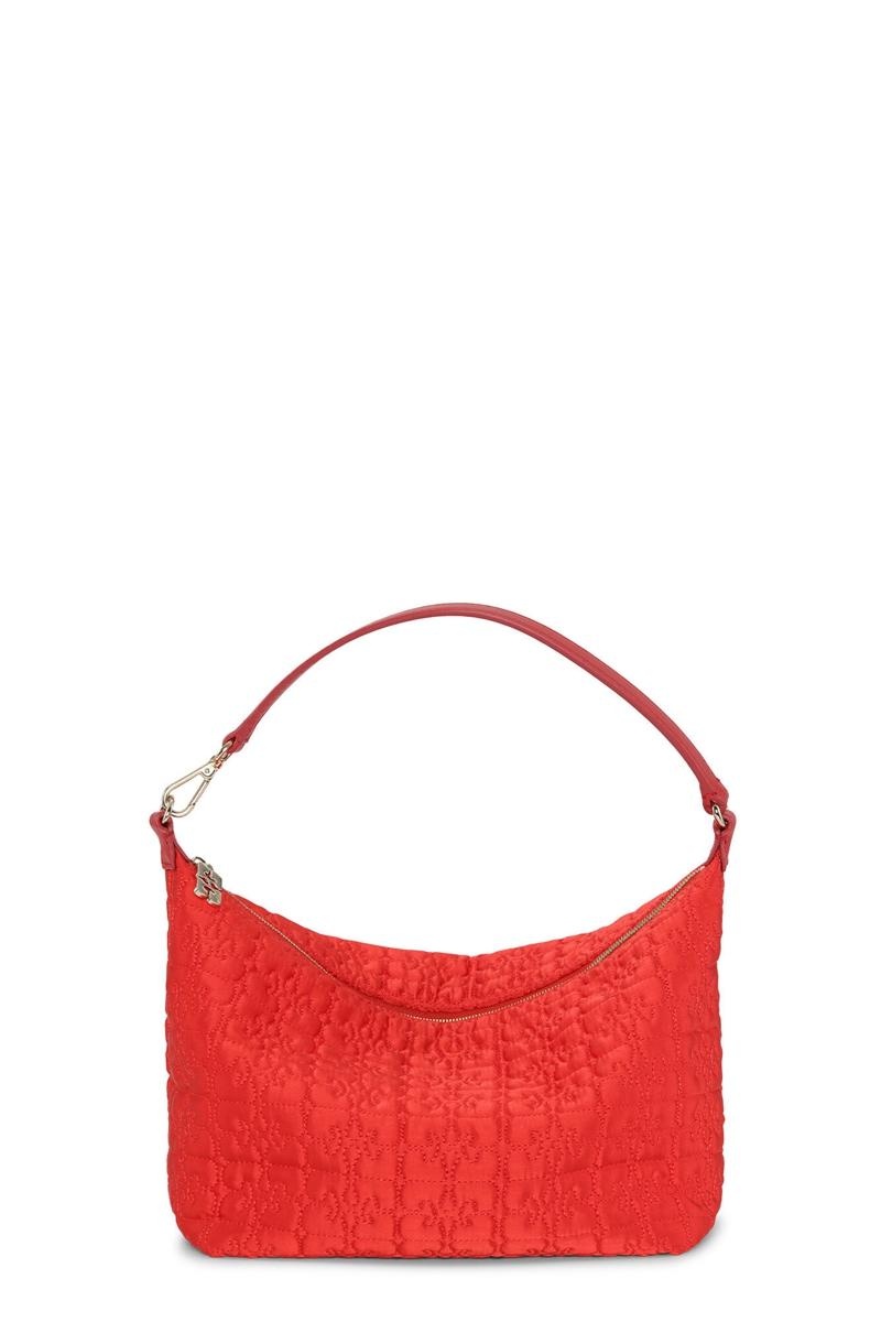 Ganni Medium Butterfly Pouch Satin Shoulder bag Rot | REJDU5081