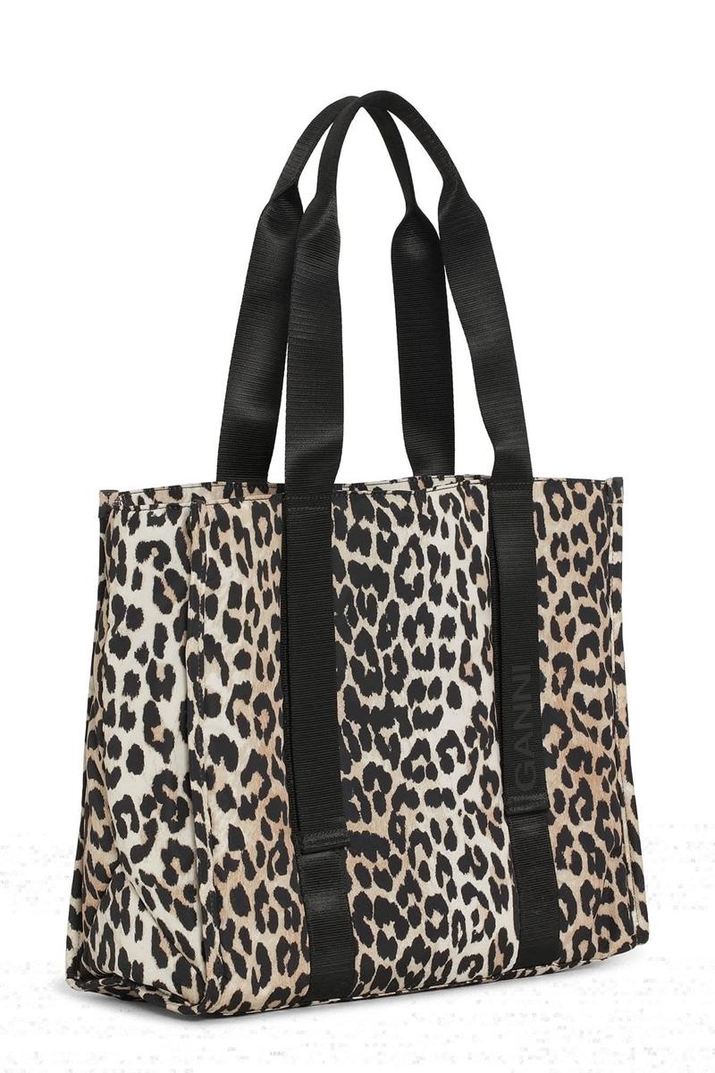 Ganni Medium Leopard Tech Tragetasche Leopard | DZRBQ2956