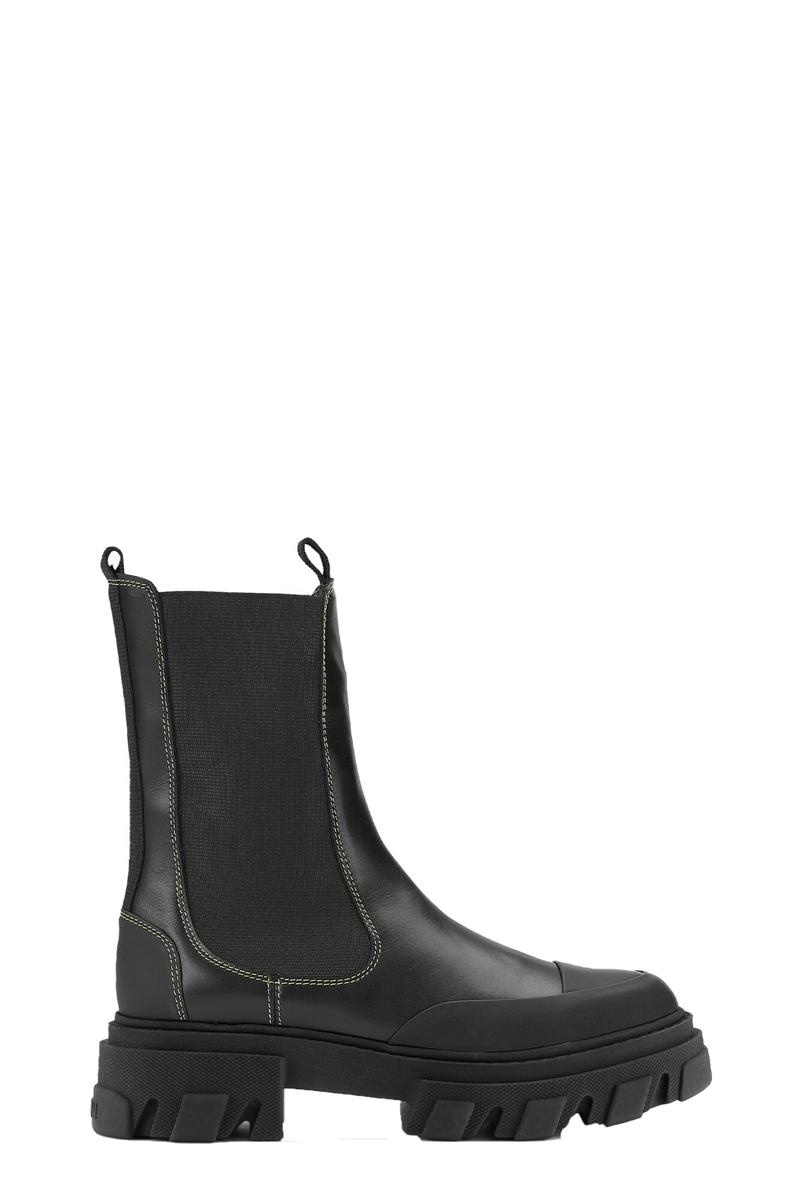 Ganni Mid Chelsea Stiefel Schwarz | QYZAP5896