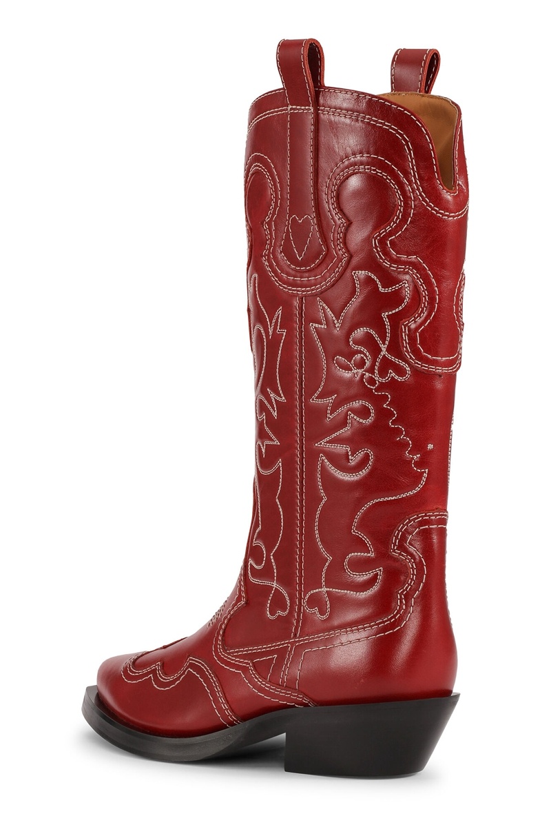 Ganni Mid Shaft Embroidered Westernstiefel Rosa | OCVMR2607