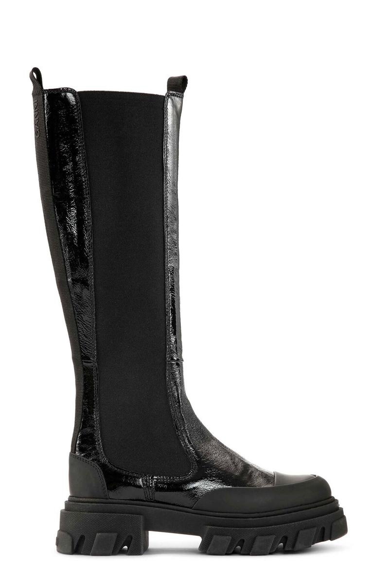 Ganni Naplack High Chelsea Stiefel Schwarz | WJVSB1084