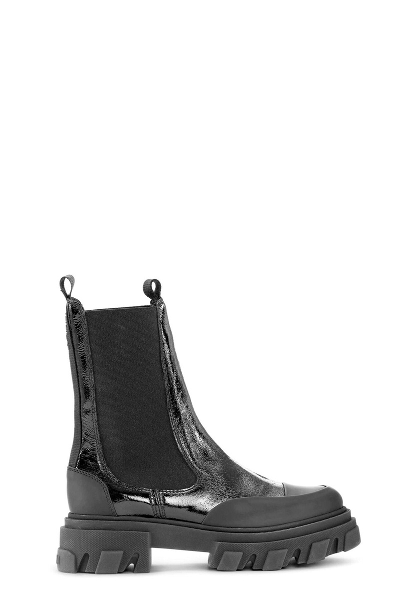 Ganni Naplack Mid Chelsea Stiefel Schwarz | LHXKR4812