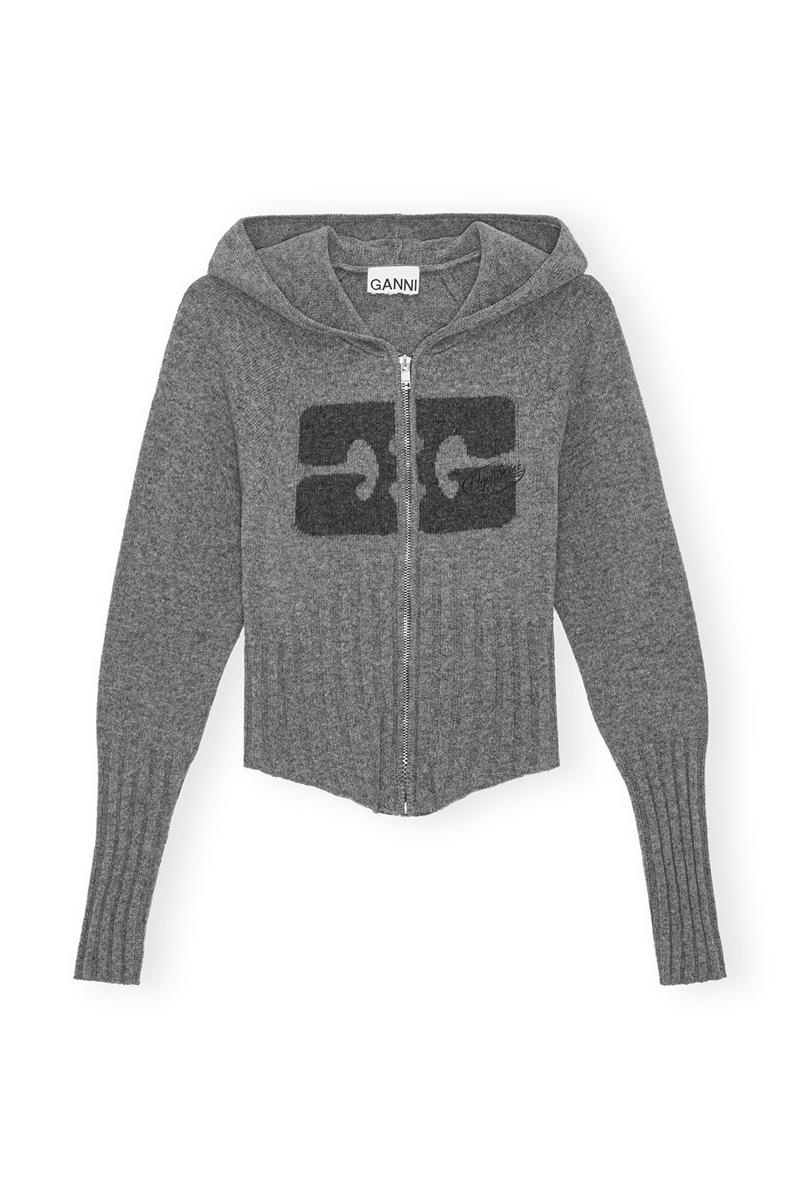 Ganni Nguyen Inc Graphic Fitted Pullover Grau | QPSZW8652