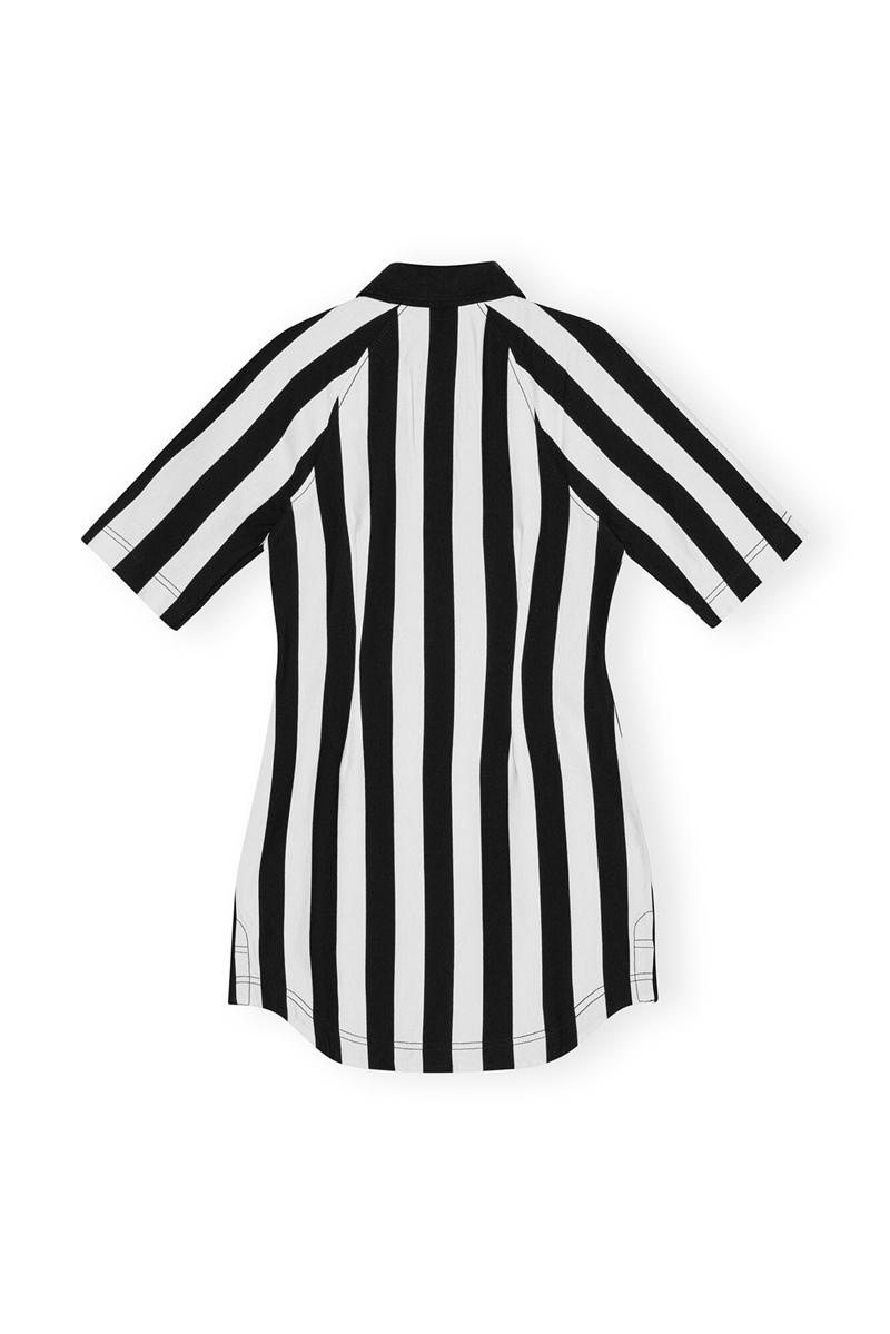 Ganni Nguyen Inc Stripe Baumwoll Jersey Minikleid Schwarz | WERND9175