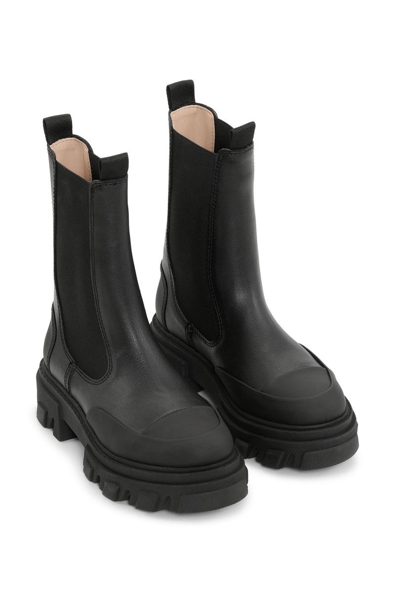 Ganni Ohoskin Stollen Mid Chelsea Stiefel Schwarz | AXJQT4182