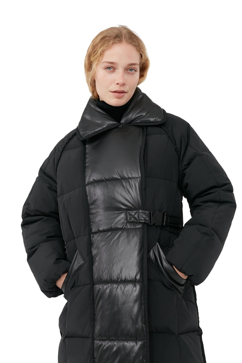 Ganni Oversized Mix Puffer Mäntel Schwarz | MISYU2157