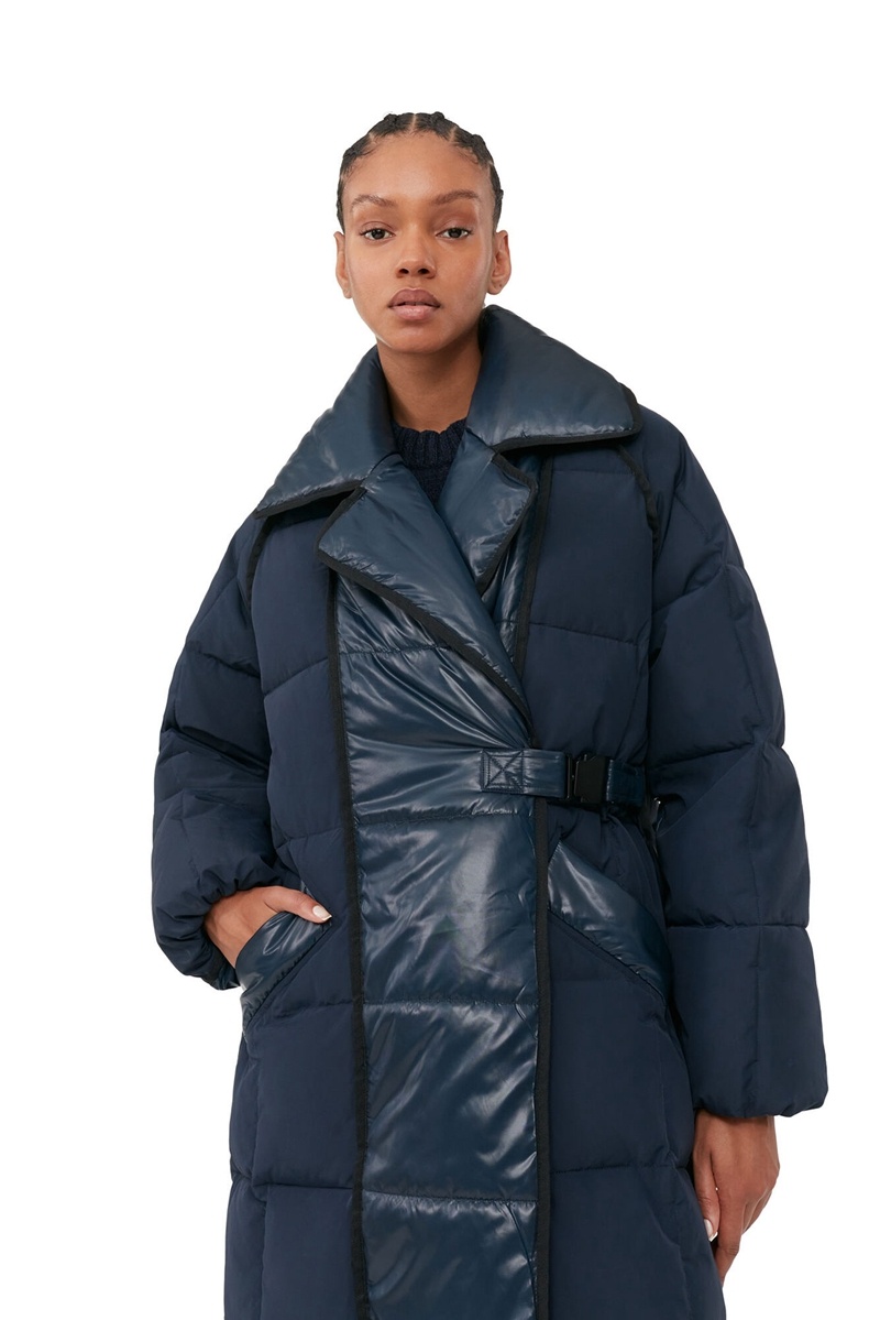 Ganni Oversized Puffer Mäntel Blau | BIVHU2657