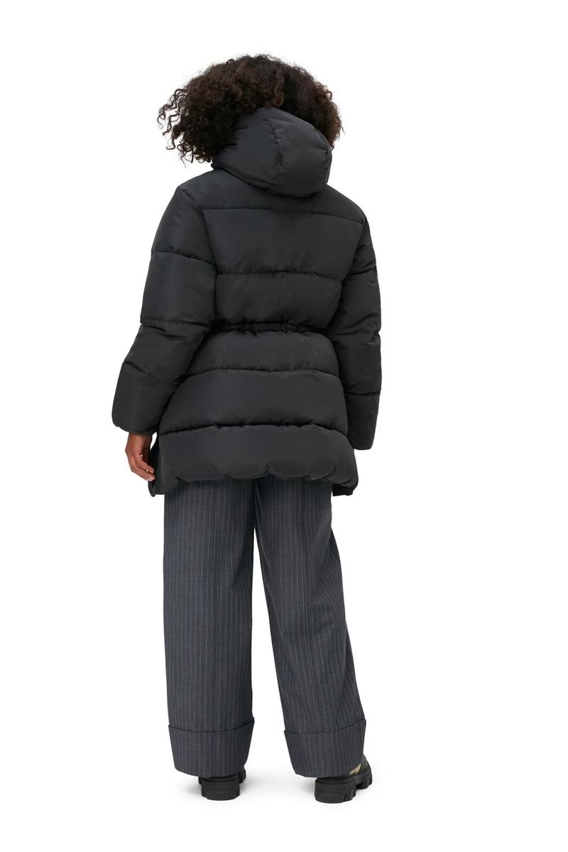 Ganni Oversized Tech Puffer Midi Jacken Schwarz | NCWQT1976