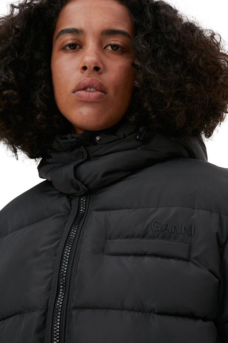 Ganni Oversized Tech Puffer Midi Jacken Schwarz | NCWQT1976