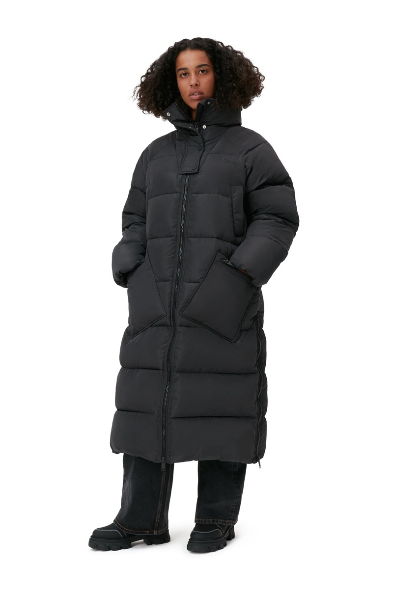 Ganni Oversized Tech Puffer Mäntel Schwarz | FHBTL2615