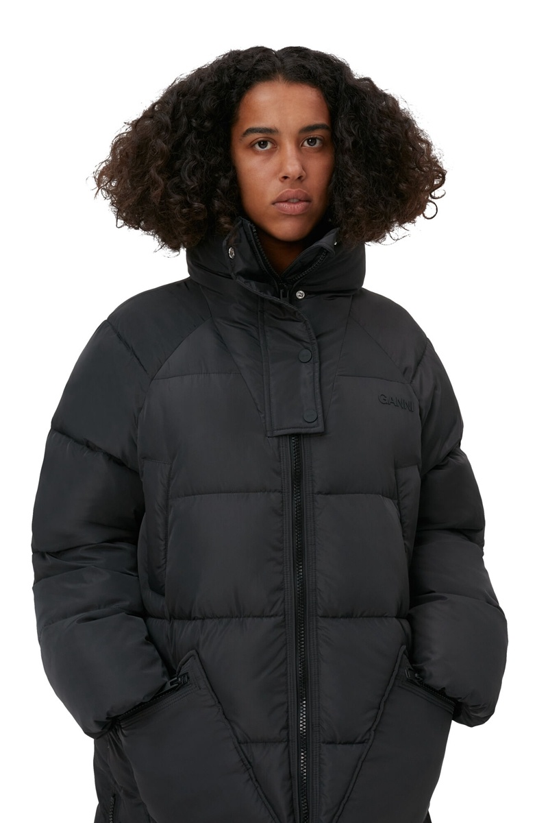 Ganni Oversized Tech Puffer Mäntel Schwarz | FHBTL2615