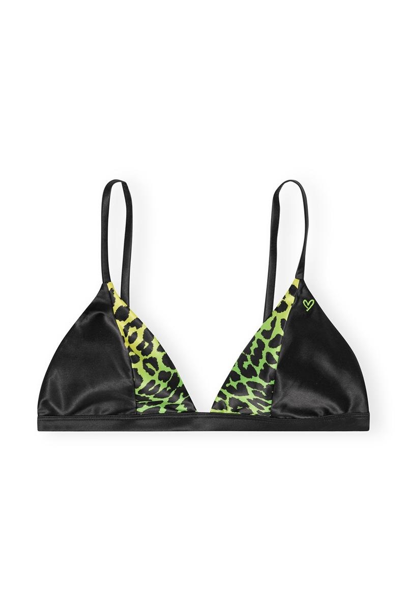 Ganni Parade Satin Bralette Bademode Schwarz | DQYVT2435