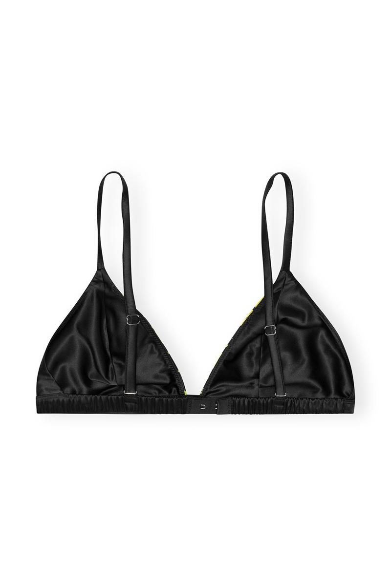 Ganni Parade Satin Bralette Bademode Schwarz | DQYVT2435