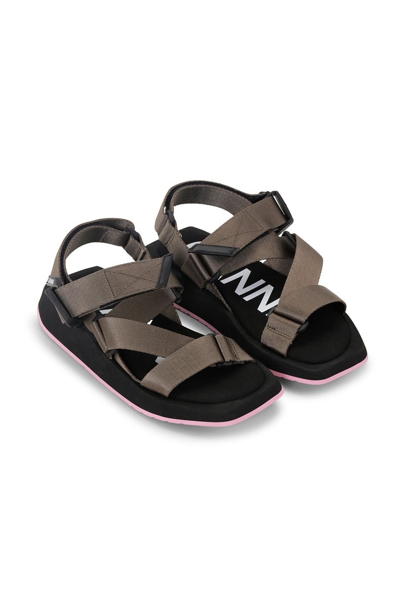 Ganni Performance Webbing Sandalen Grau Braun | VKFTZ9603