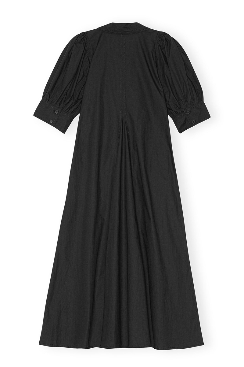 Ganni Poplin Midi-kleid Schwarz | OAZMI7695