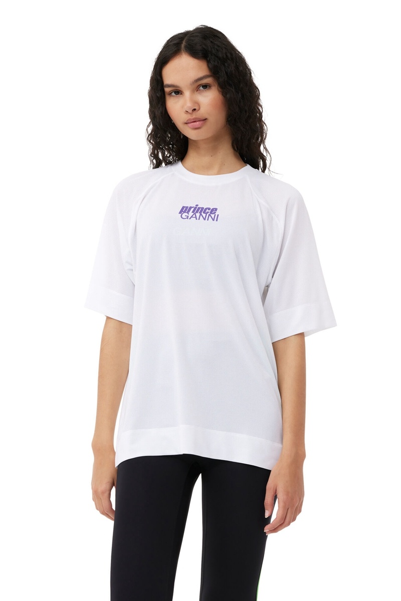 Ganni Prince Active Mesh T-shirts Weiß | AXYSG6047