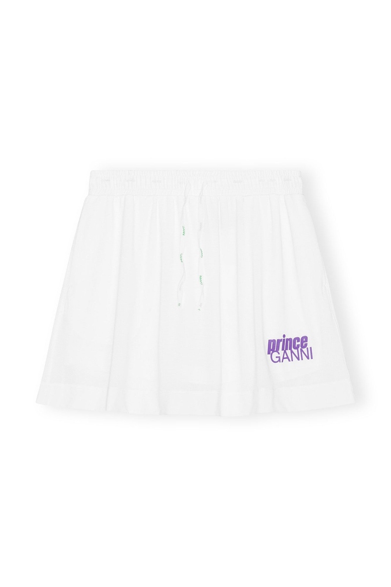 Ganni Prince Green Baumwoll GolfSkirts Weiß | YQRAW6301