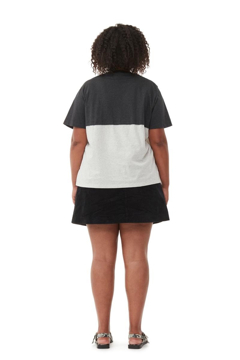 Ganni Re-cut Jersey T-shirts Schwarz Grau | GISVH1593