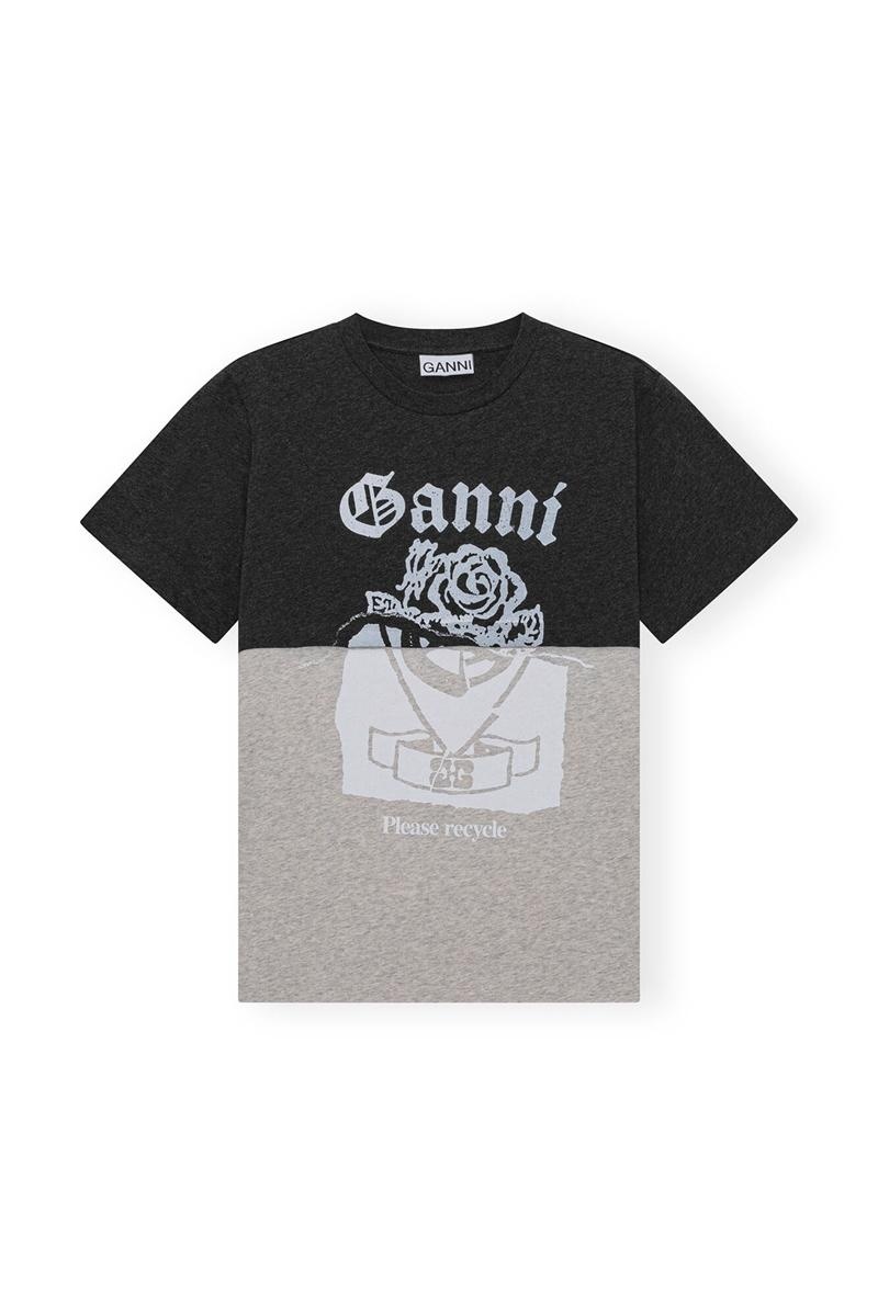 Ganni Re-cut Jersey T-shirts Schwarz Grau | GISVH1593