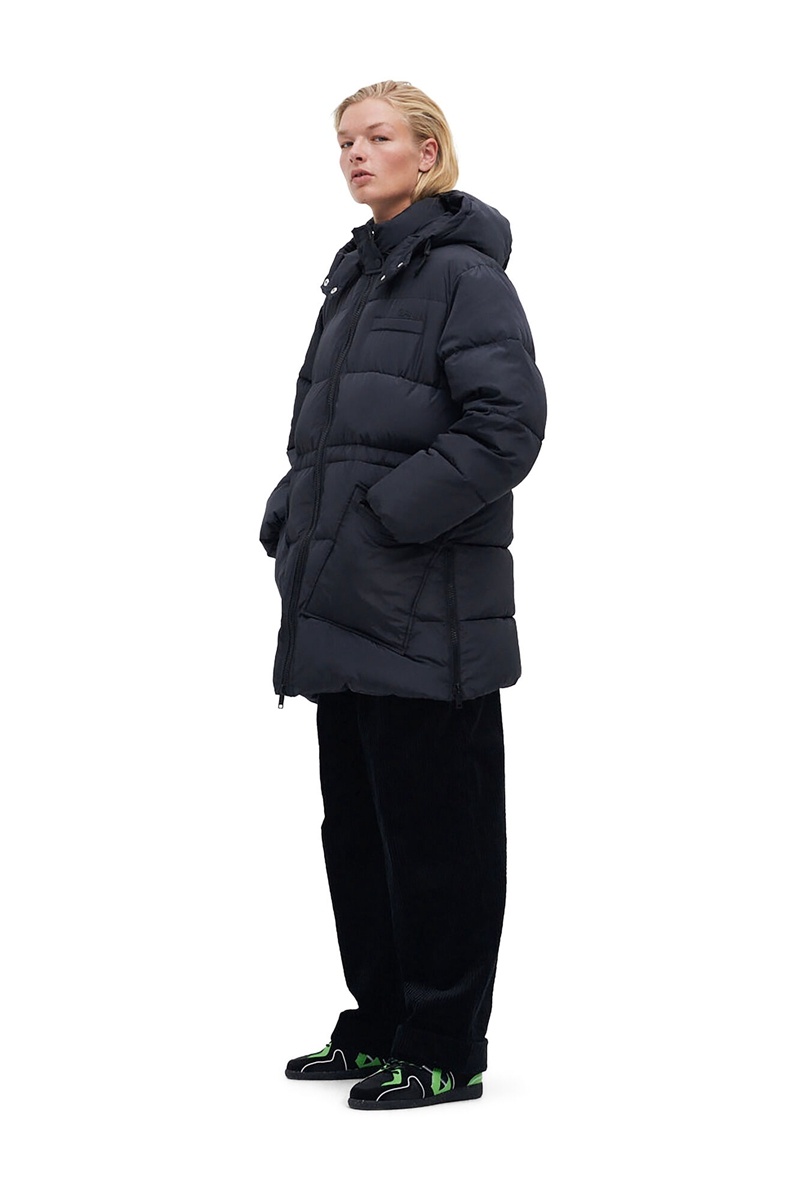 Ganni Recycled Polyester Oversized Puffer Midi Jacken Navy | YASRW1026