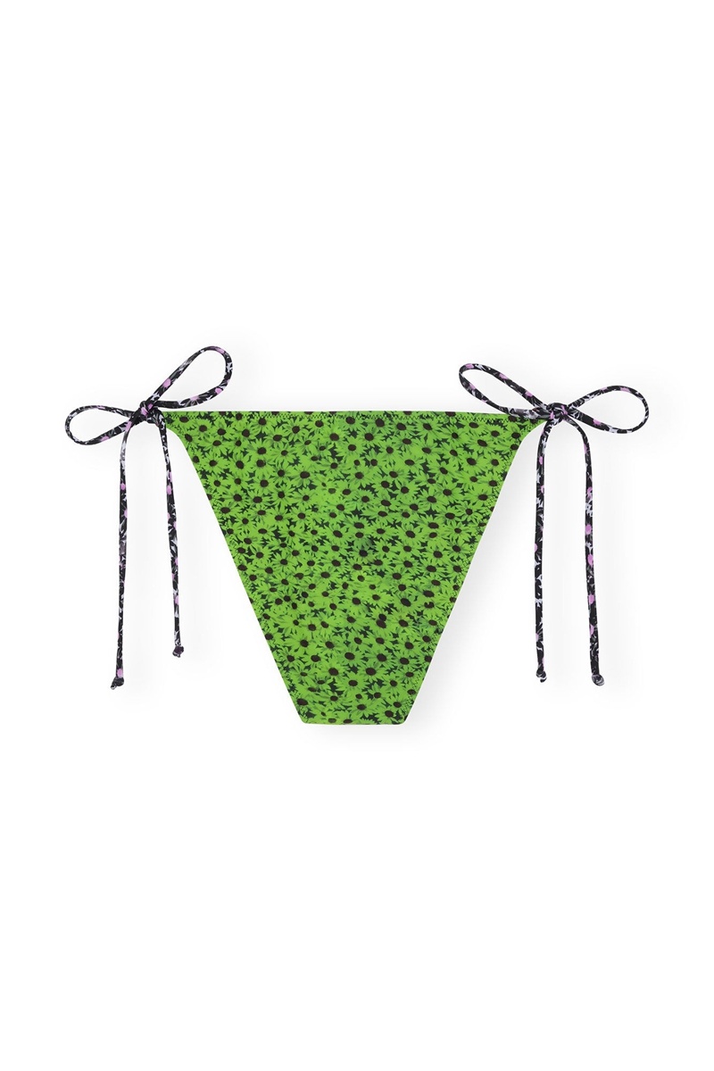 Ganni Recycled Printed Beads String Bikini Briefs Bademode Grün | DMSJU0874