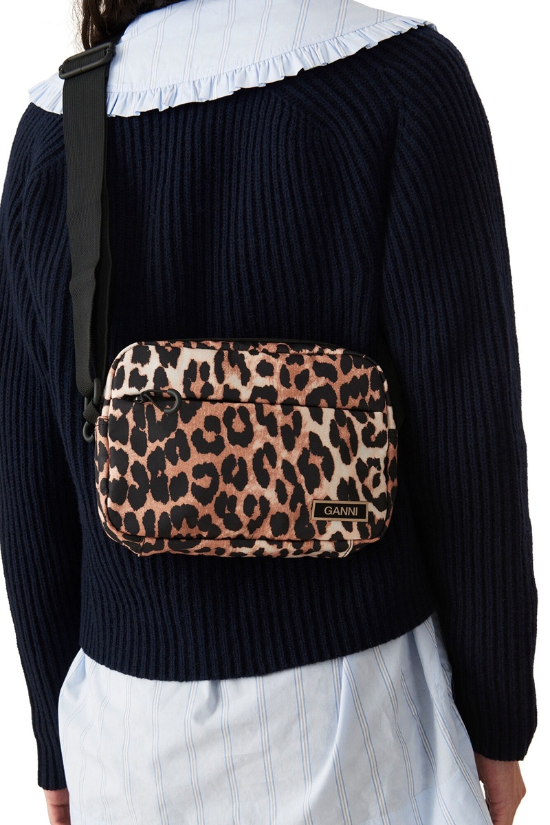 Ganni Recycled Tech Festival Crossbody Tasche Leopard | XGADN0175