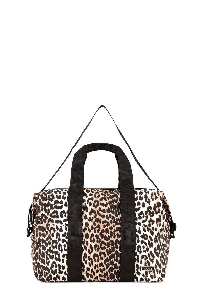 Ganni Recycled Tech Weekender Handtasche Leopard | MJIGK4908