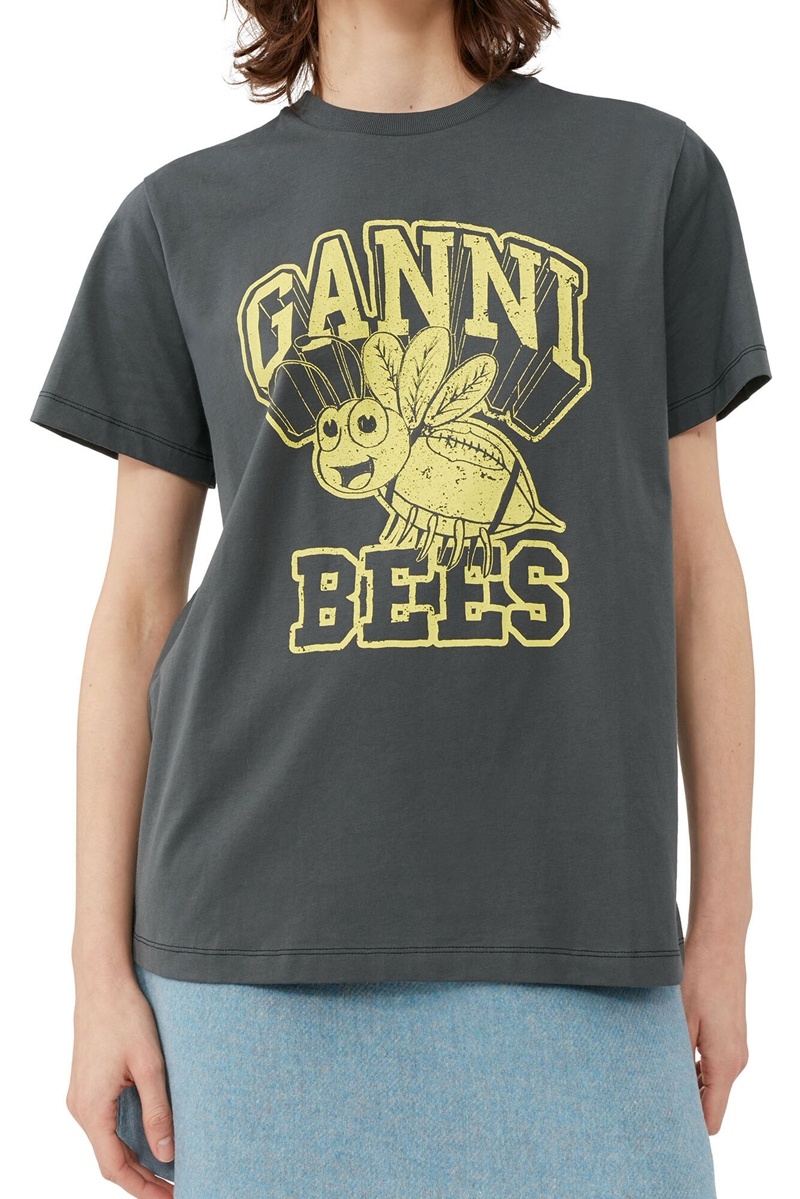 Ganni Relaxed Bee T-shirts Grau | DCTVK3896