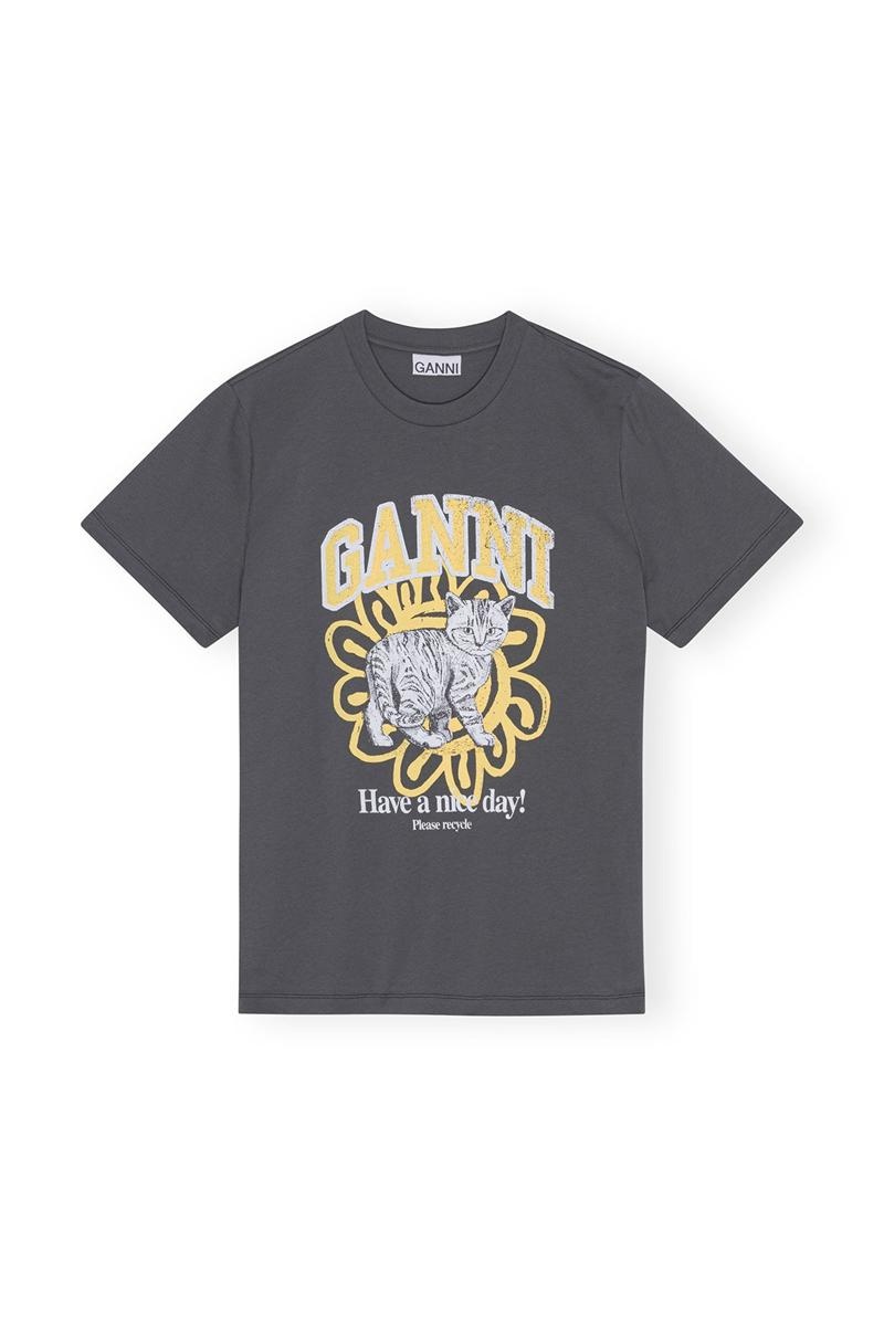 Ganni Relaxed Cat T-shirts Grau | HOBMR1402