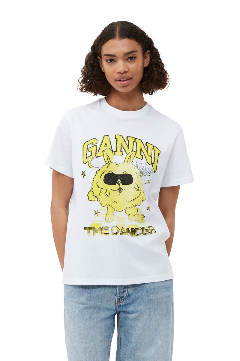 Ganni Relaxed Dance Bunny T-shirts Weiß | ILAED5701