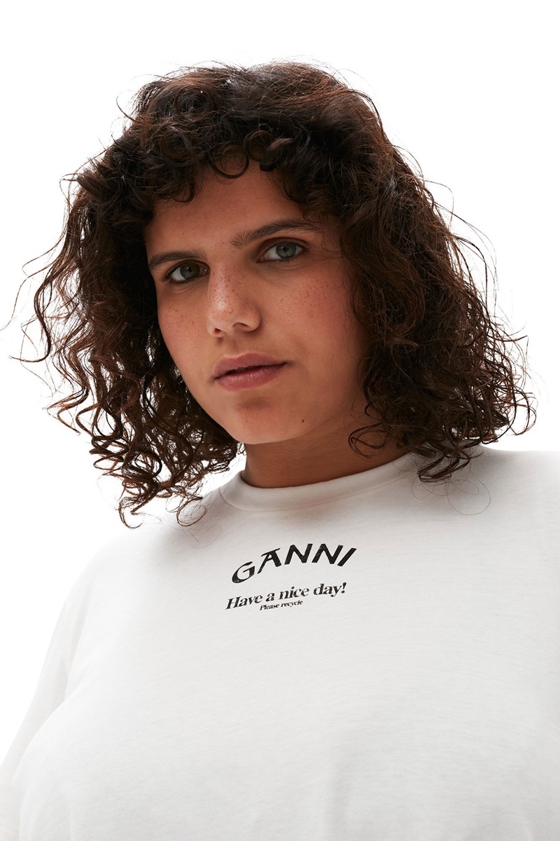 Ganni Relaxed O-neck T-shirts Weiß | HRGFK4879