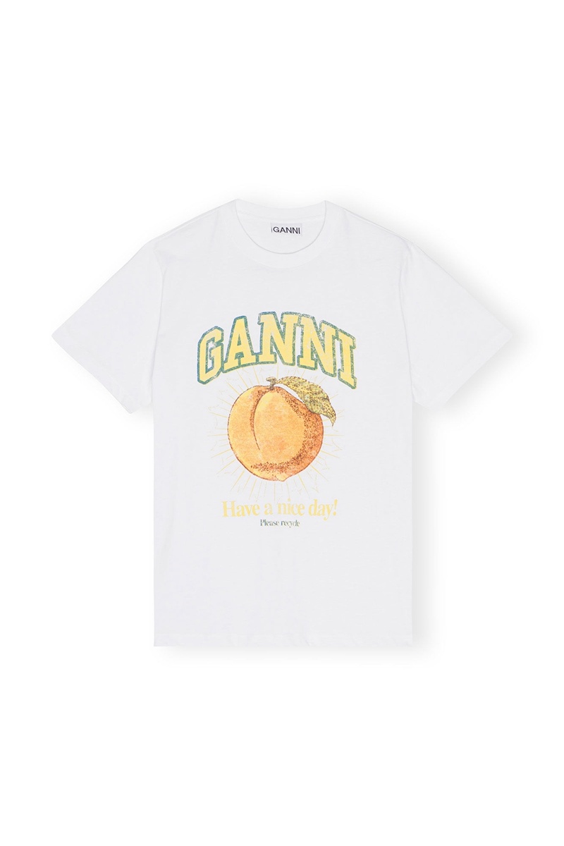 Ganni Relaxed Peach T-shirts Weiß | KPXEC0132