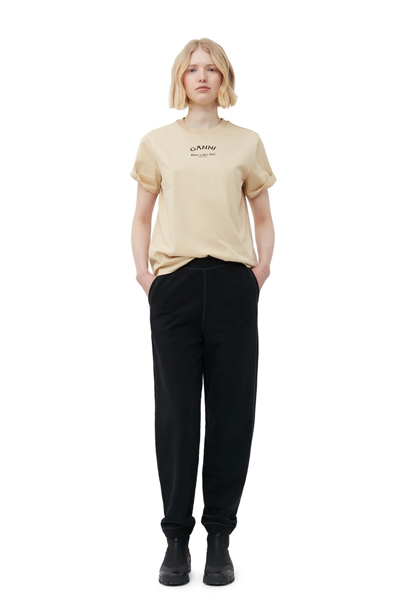 Ganni Relaxed T-shirts Khaki | JOHSP6721