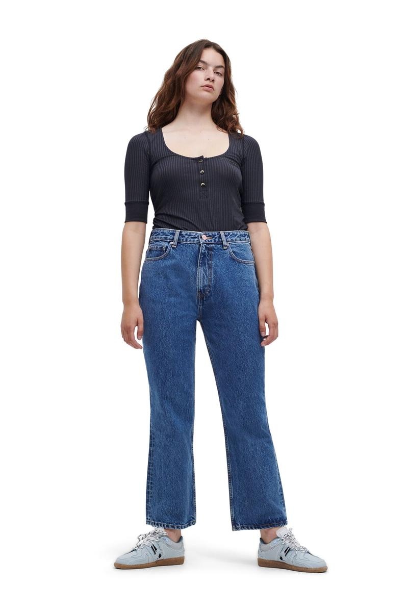 Ganni Rigid Denim Betzy Cropped Jeans Blau Grau | IKCGB6810