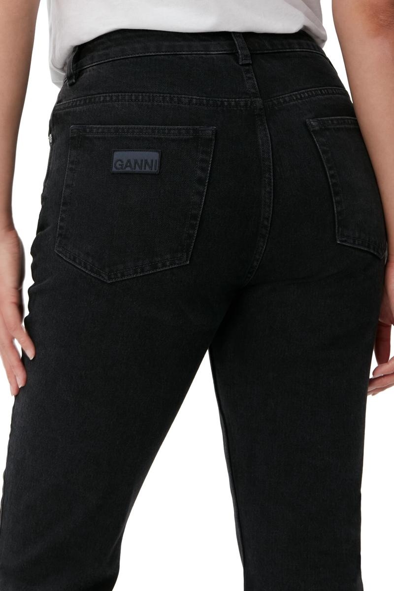 Ganni Rigid Denim Betzy Cropped Jeans Schwarz | CQJOE9251