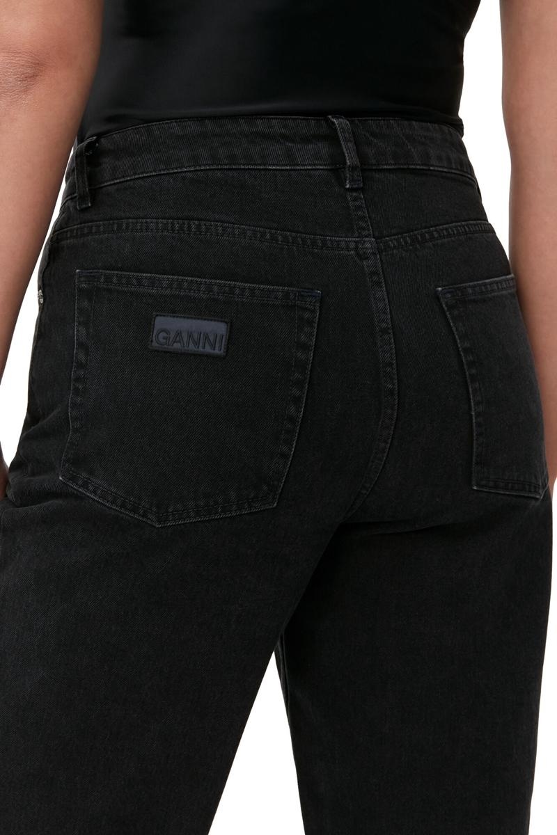 Ganni Rigid Denim Misy Cropped Jeans Schwarz | ZJHMG7015