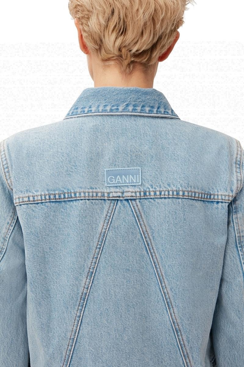 Ganni Rigid Denim Rigid Denim Camy Jacken Hellblau Grau | VFXLU4507