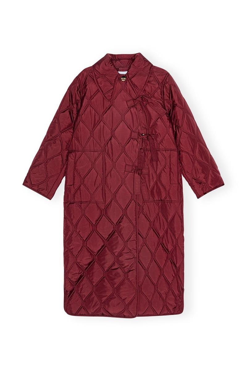 Ganni Ripstop Quilt Asymmetric Mäntel Bordeaux | UGERF8237