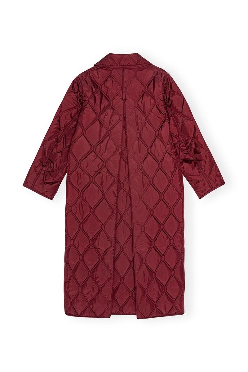 Ganni Ripstop Quilt Asymmetric Mäntel Bordeaux | UGERF8237