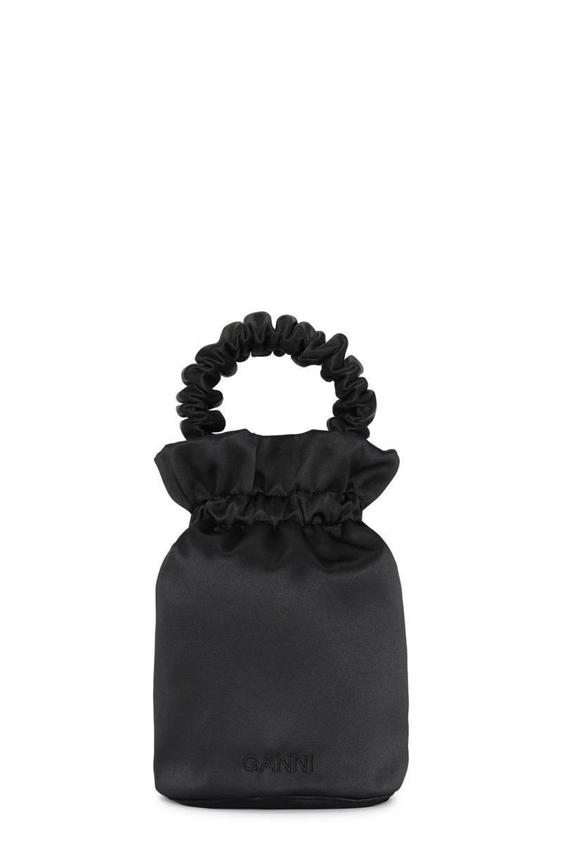 Ganni Ruched Handtasche Schwarz | MUHQW6547