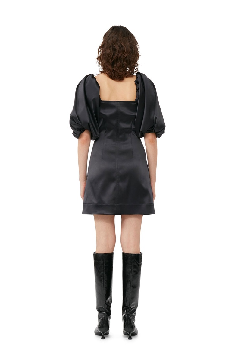 Ganni Satin Minikleid Schwarz | HSYPT7082