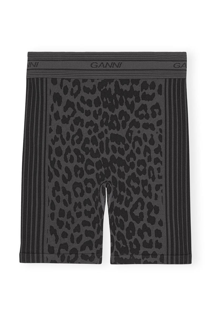 Ganni Seamless Jacquard Kurze Hose Schwarz | JBDPA3675