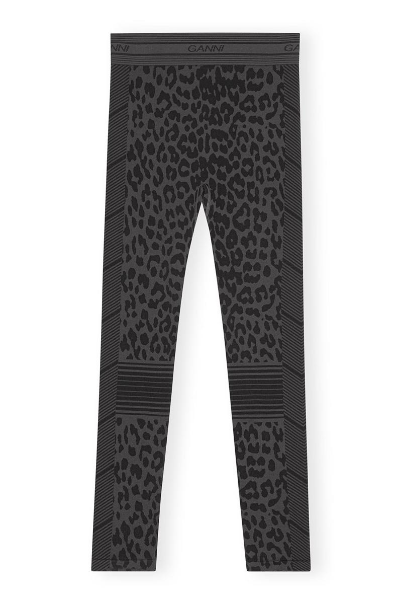 Ganni Seamless Jacquard Leggings Schwarz | DVEUZ7258