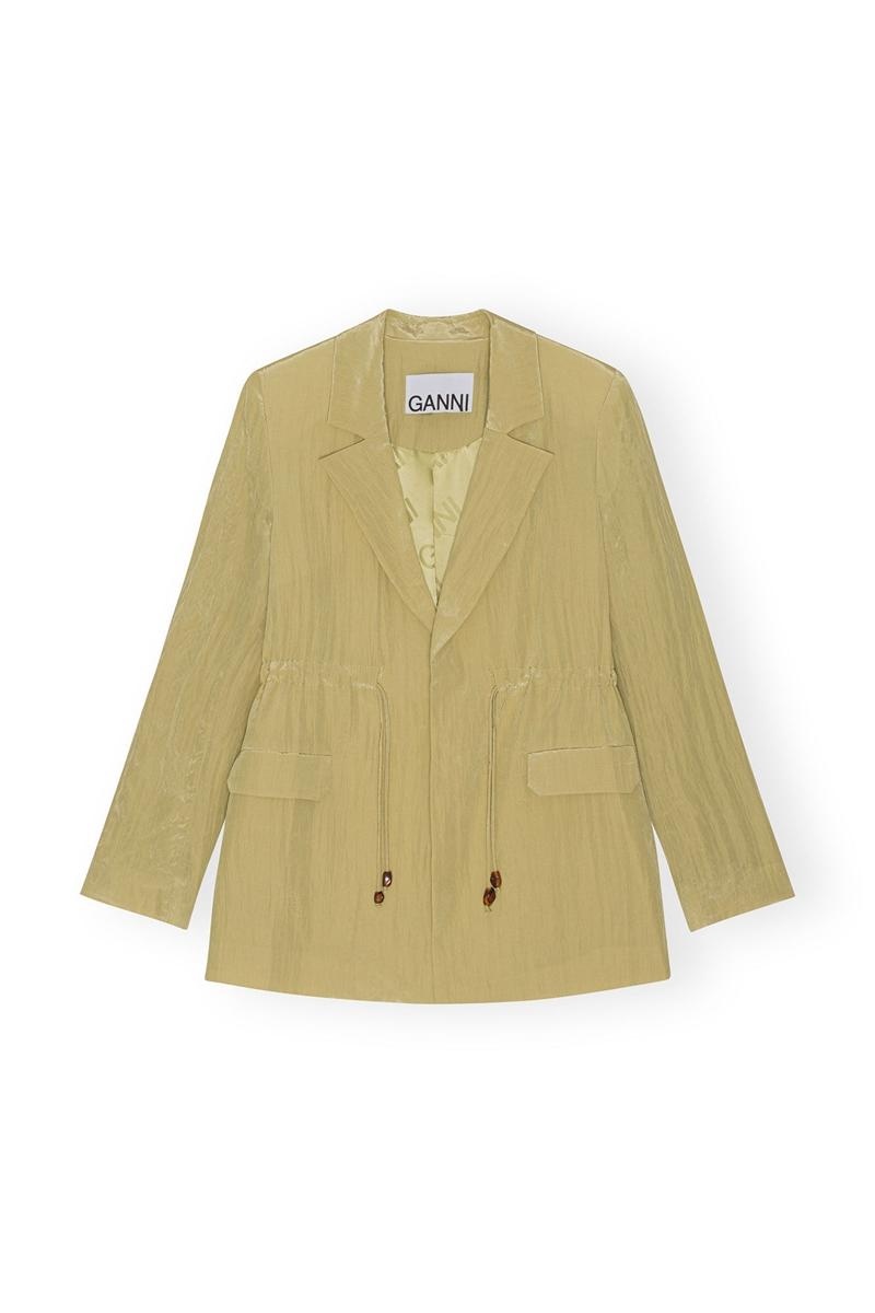 Ganni Shiny Tech Blazer Grün | SGTFW2473