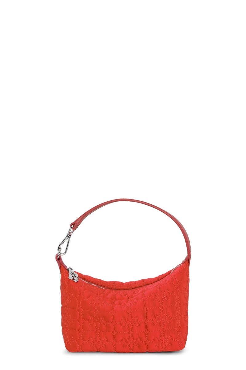 Ganni Small Butterfly Pouch Satin Shoulder bag Rot | WPYJD0843