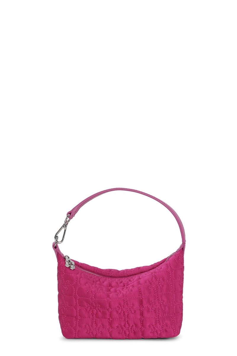 Ganni Small Butterfly Pouch Satin Shoulder bag Rosa | TBXPZ3912