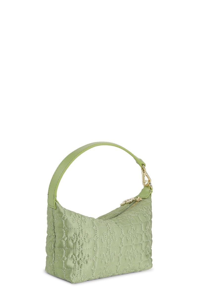 Ganni Small Butterfly Pouch Satin Shoulder bag Grün | NQOWX7056