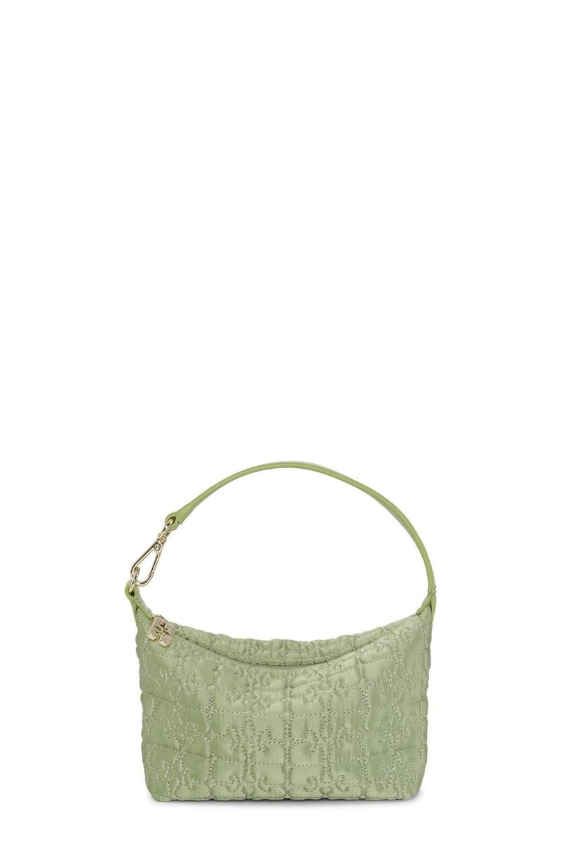 Ganni Small Butterfly Pouch Satin Shoulder bag Grün | NQOWX7056